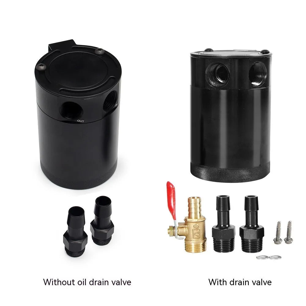 Black aluminium automotive oil can with two-hole breathable design and oil-free valve