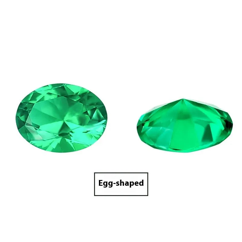 Cultivated emerald gemstone in Columbia green treasure colour showing round and rectangular shape options