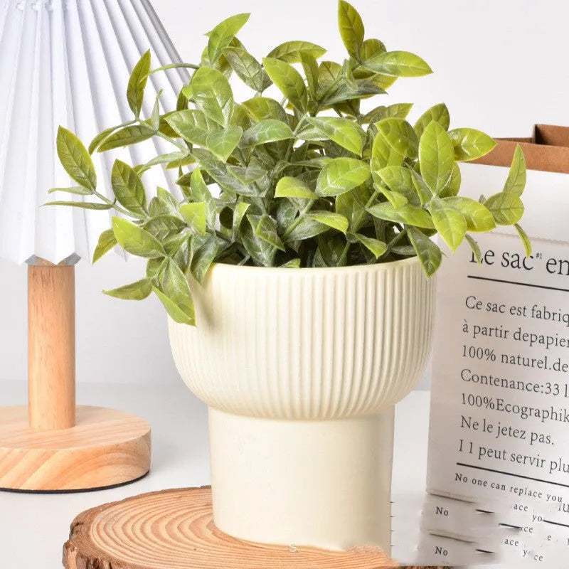Roman column design matte yellow ceramic flower pot for indoor plants