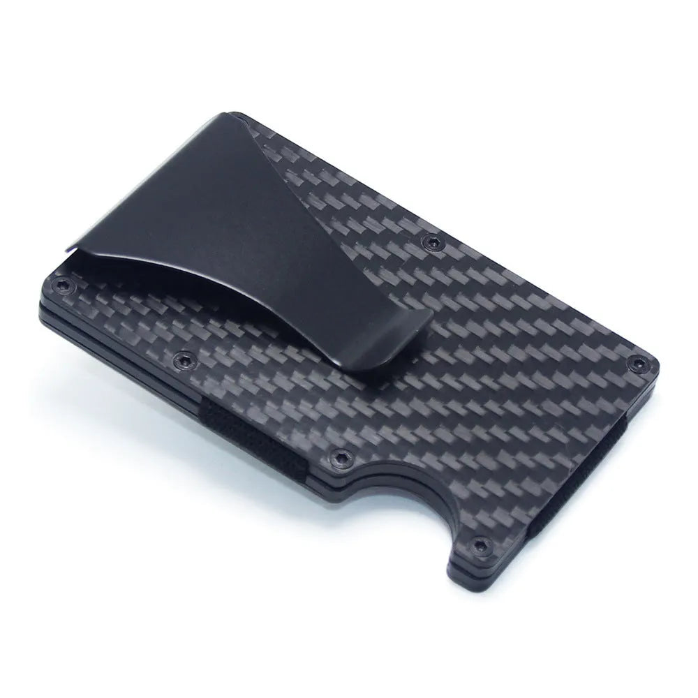 Carbon fibre and aluminium card holder with geometry design in multiple colour options