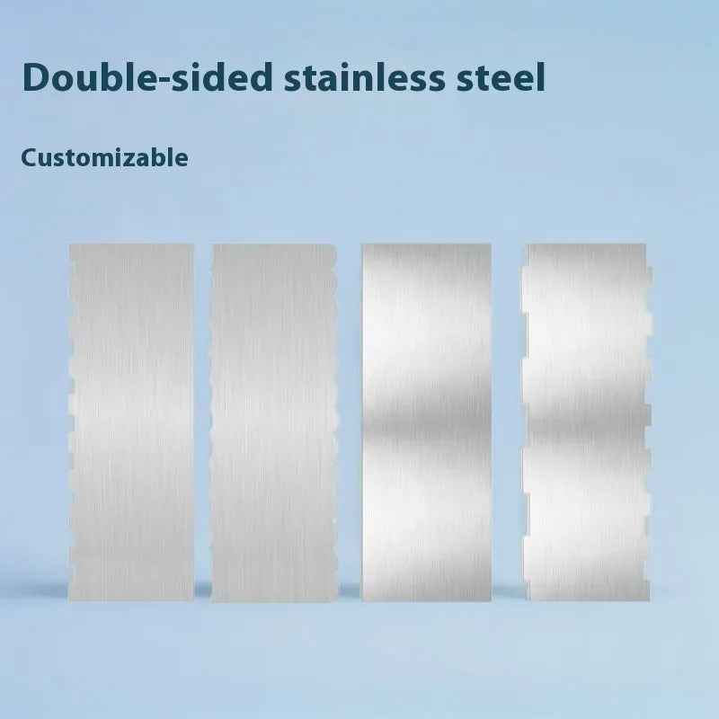 Stainless steel cream scraper cake decorating tool with polygon pattern edge