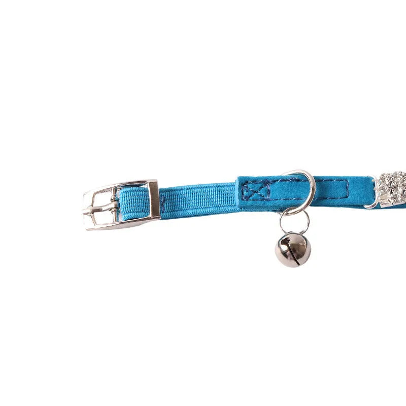Soft flocking cat collar with elastic buckle in multiple colour options.