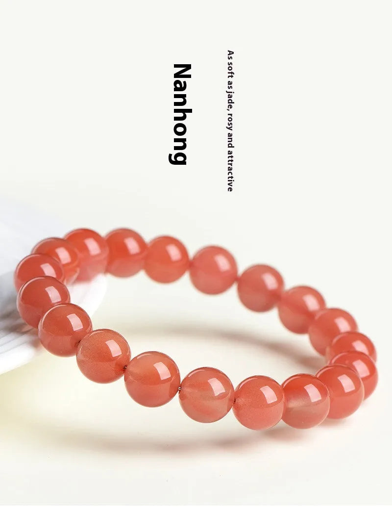 Natural South Red Cherry Red agate bracelet with polished scattered beads in multiple size options