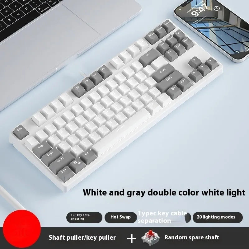 87-key mechanical gaming keyboard with dual-colour keycaps and hot-swappable switches