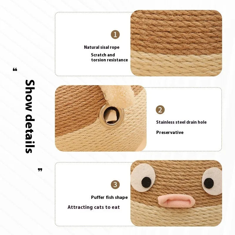 Sisal hemp puffer leakage food feeder cube puzzle toy for pets measuring 15cm