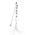 31cm long cat teaser interactive toy rod with feather, pompon, and bell attachments