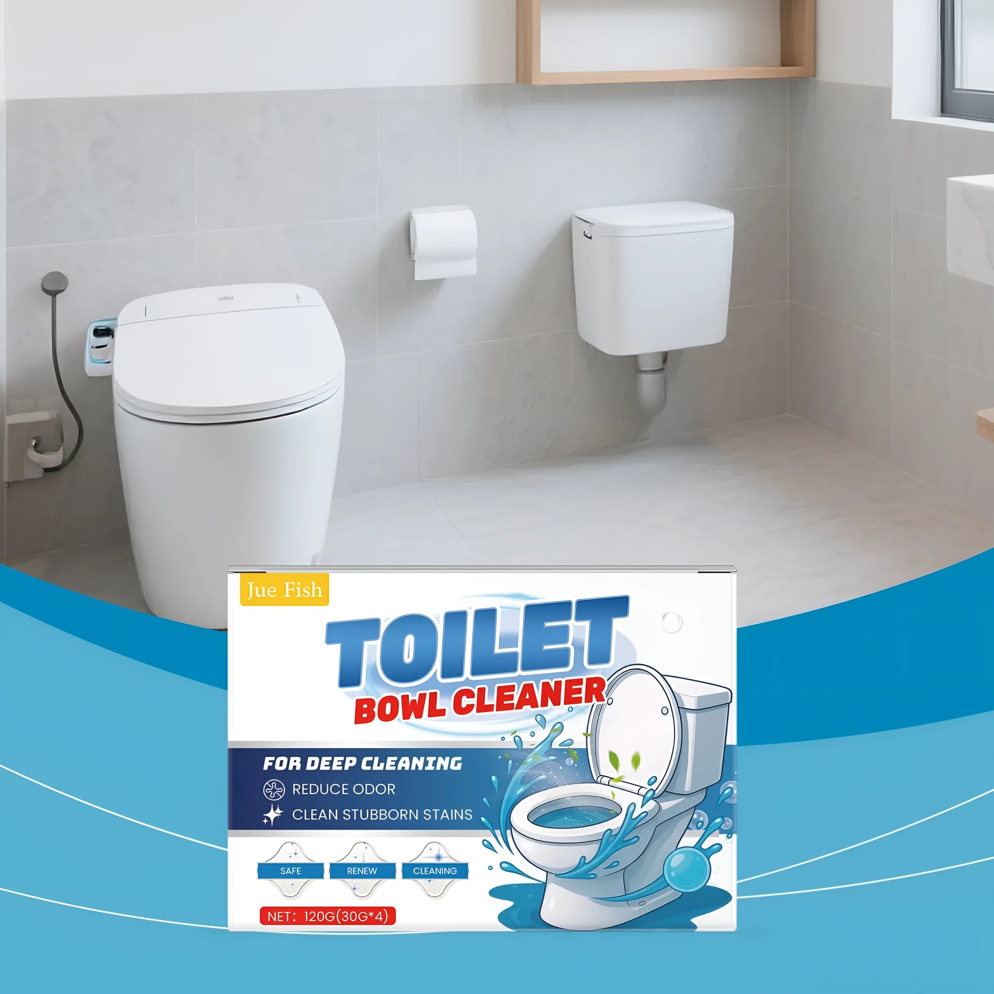 Toilet cleaning powder pack with four individual 30g sachets for bathroom maintenance