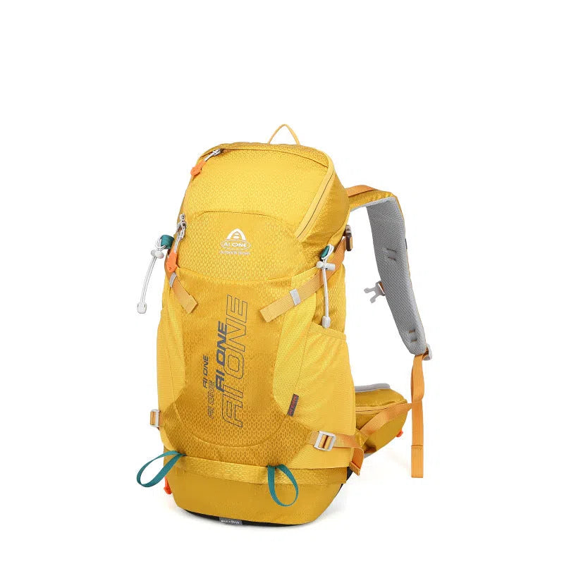 32L nylon hiking backpack in orange, solid colour, breathable waterproof outdoor sports bag