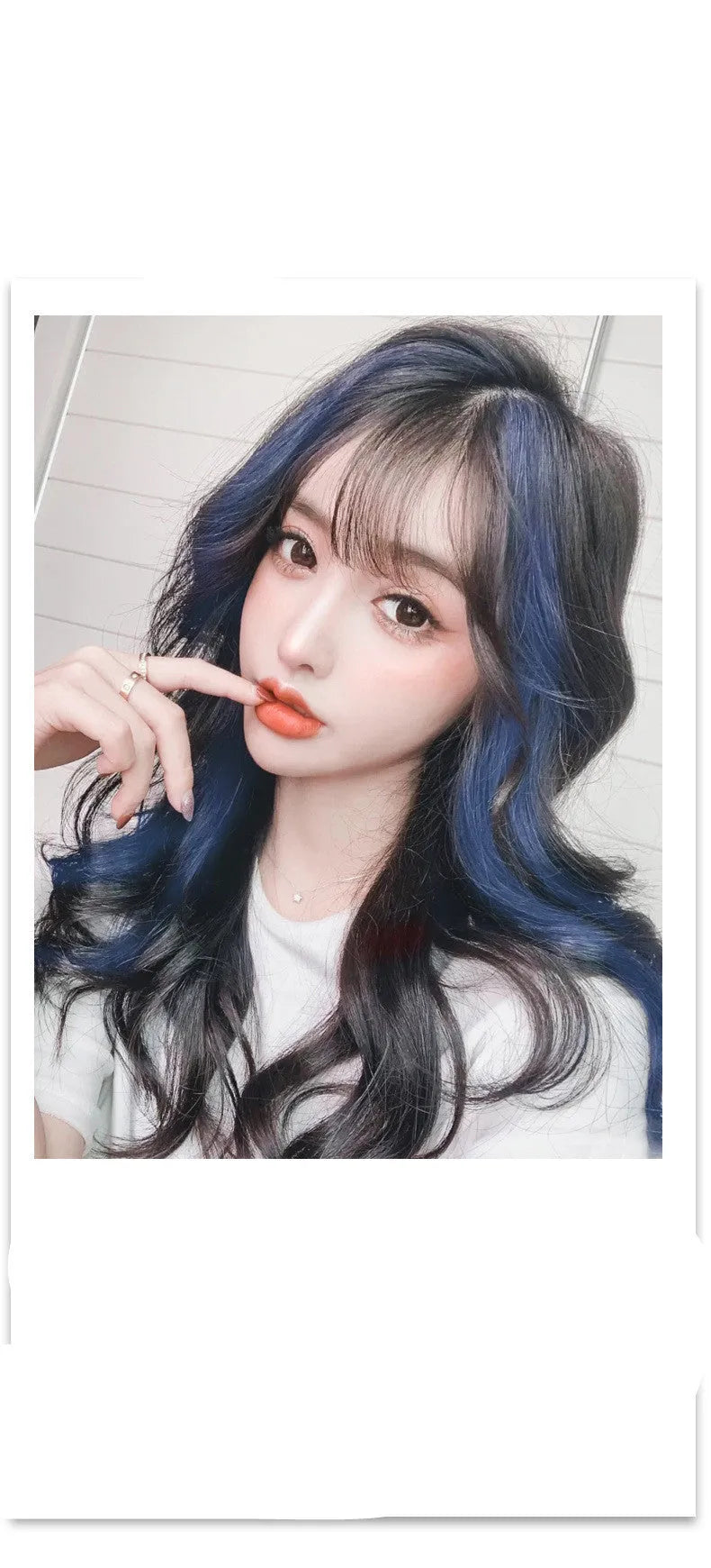 Long curly synthetic hair wig patch in a gradient colour, showing 60cm length