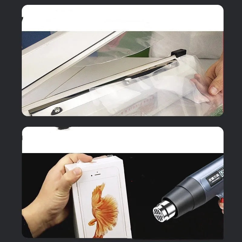 Heat film heat shrinkable bag sealing machine with hot air gun and 40cm sealing length