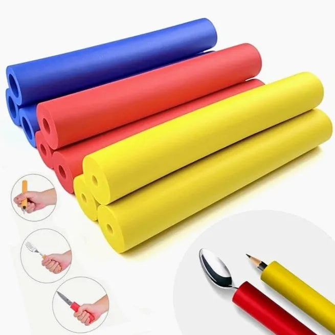 Pack of black rubber grip hose sleeves for utensil handles in two size options, 10mm and 18mm inner diameter.