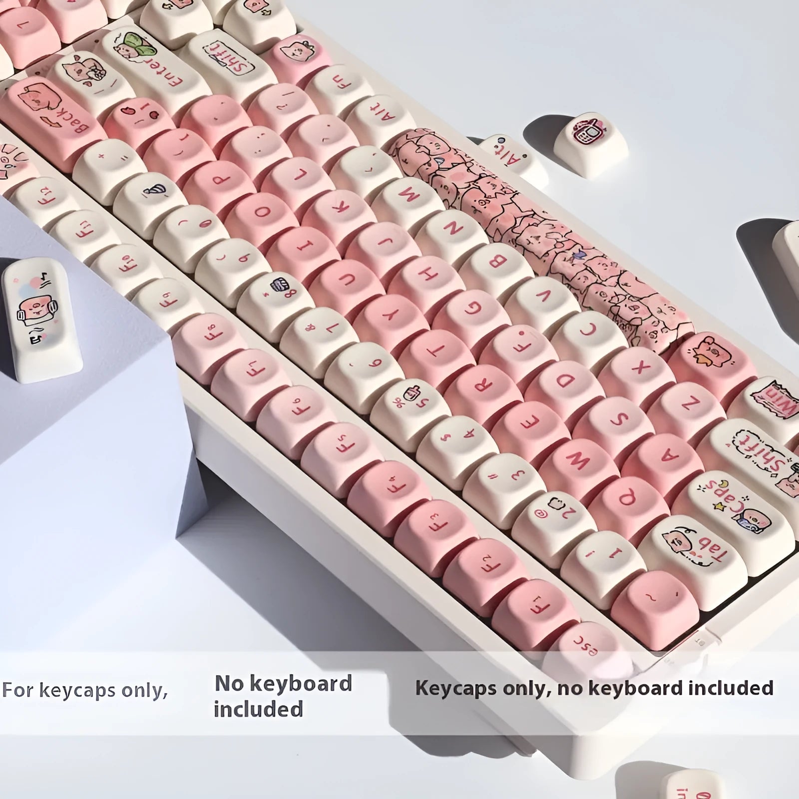 Pink Fragrant Pig anime resin key cap for mechanical keyboards with five-sided sublimation print.