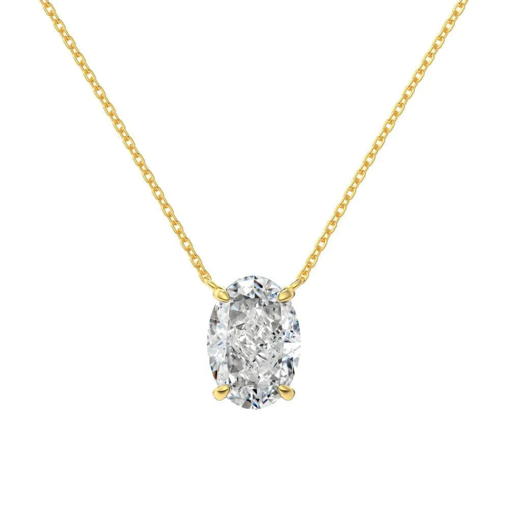 Sterling silver necklace with geometric oval ice flower pendant in gold plating