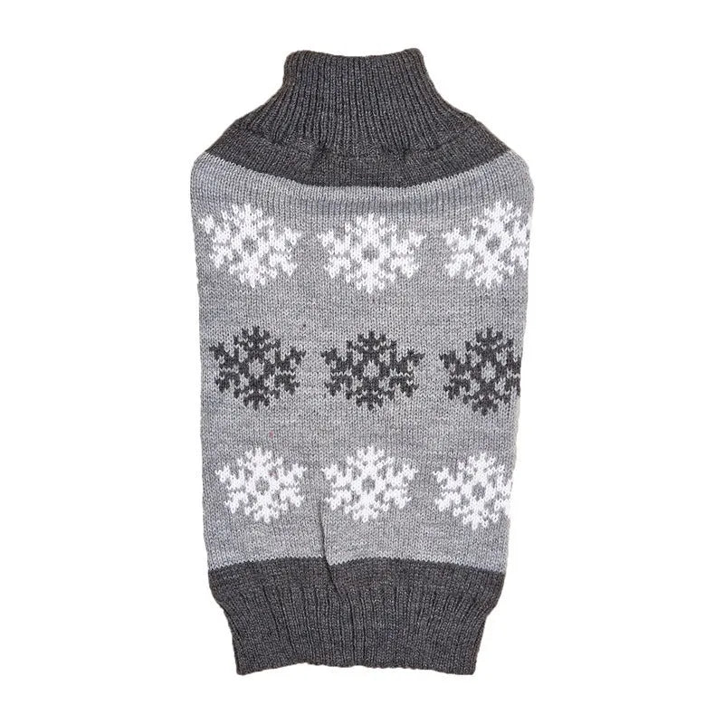 Grey and dark brown acrylic dog Christmas sweater for holiday parties and winter wear