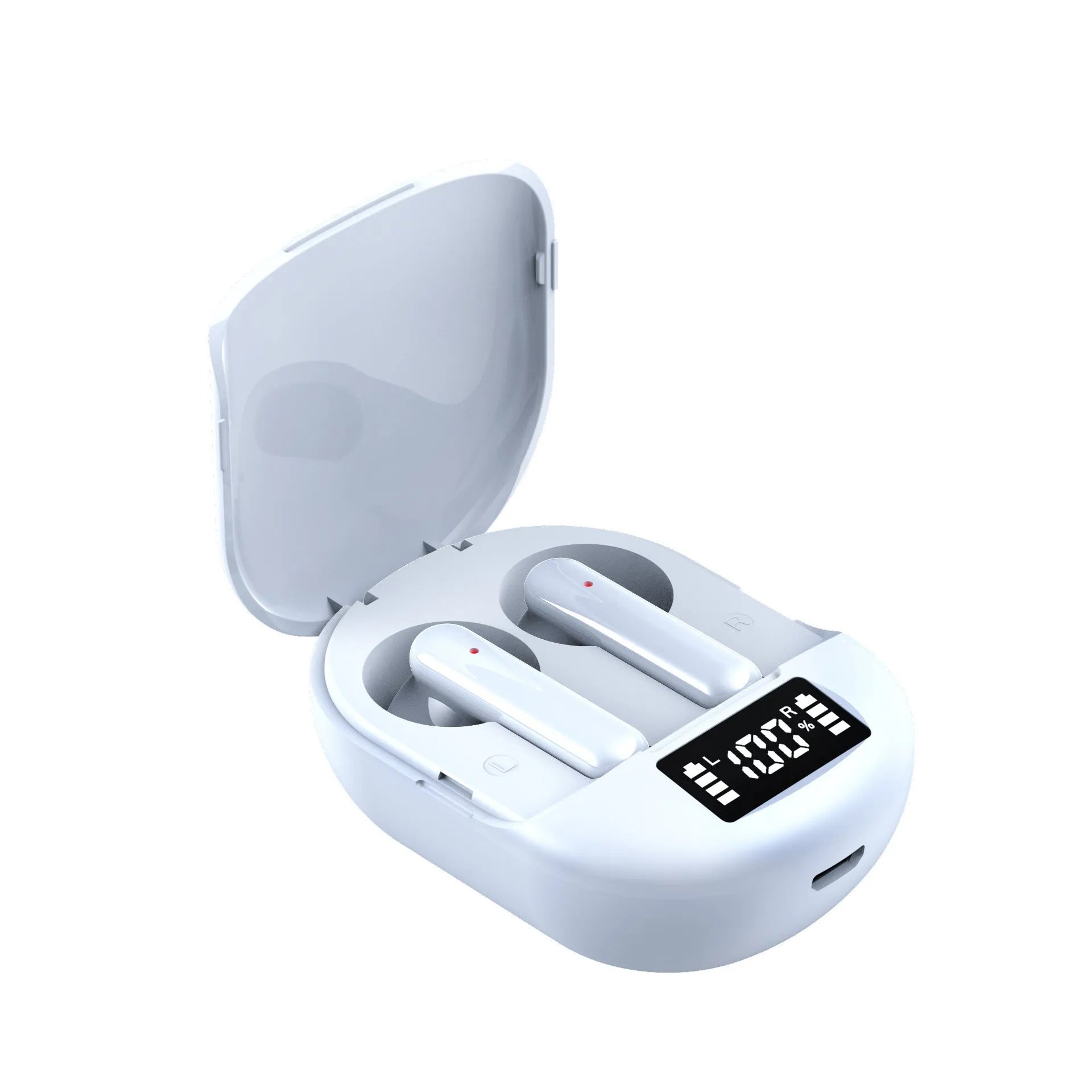 Wireless Bluetooth headphones with charging case in black or white colour