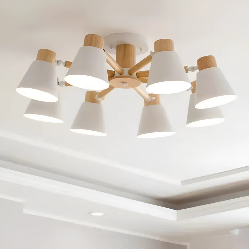 Nordic Creative Isn Macaron ceiling lamp with ironwood construction in multiple colour options