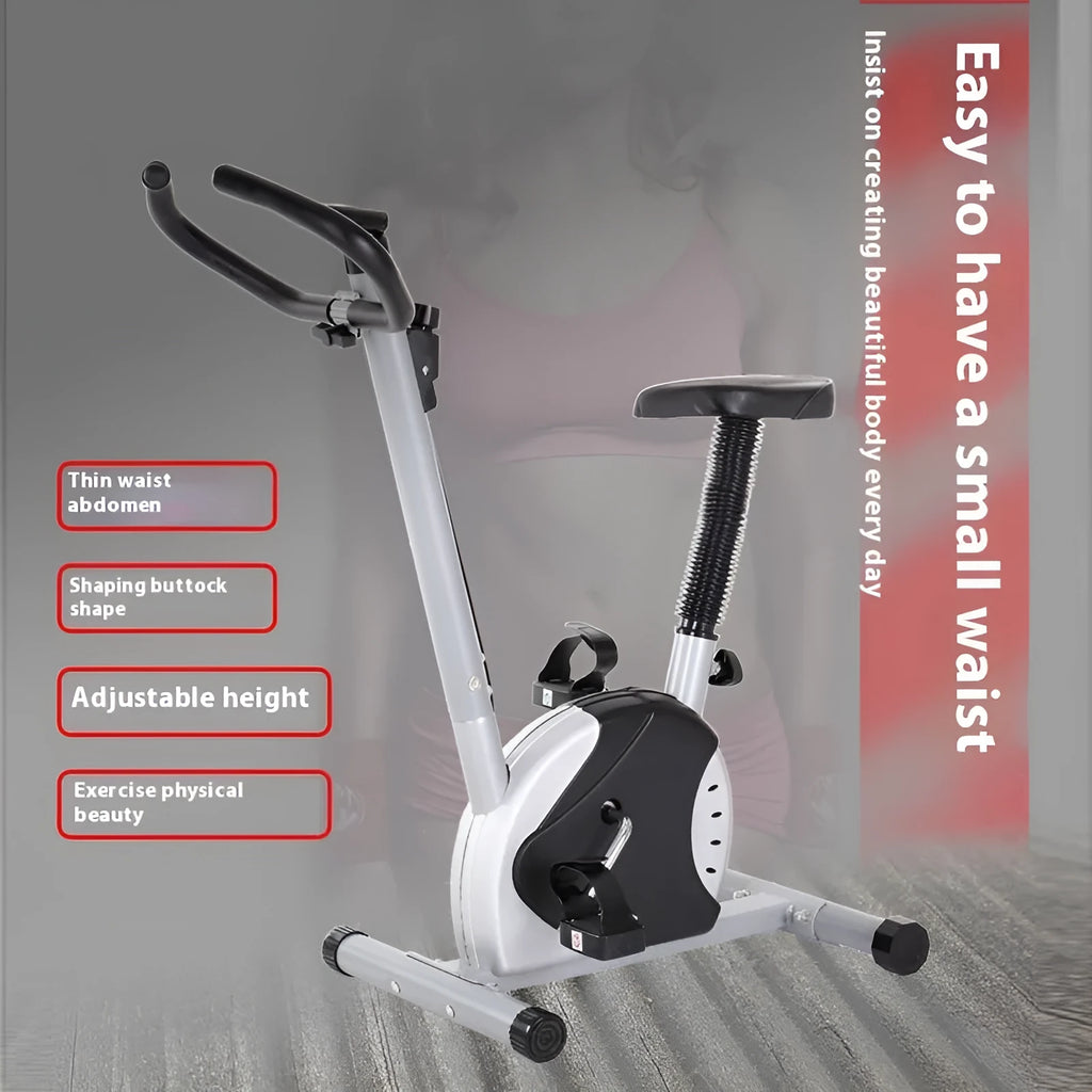 Spinning fitness bicycle in black with ribbon resistance handle and display console