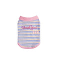 Pink purple dog autumn vest shown with size chart displaying weight ranges from 1.50kg to 11.50kg