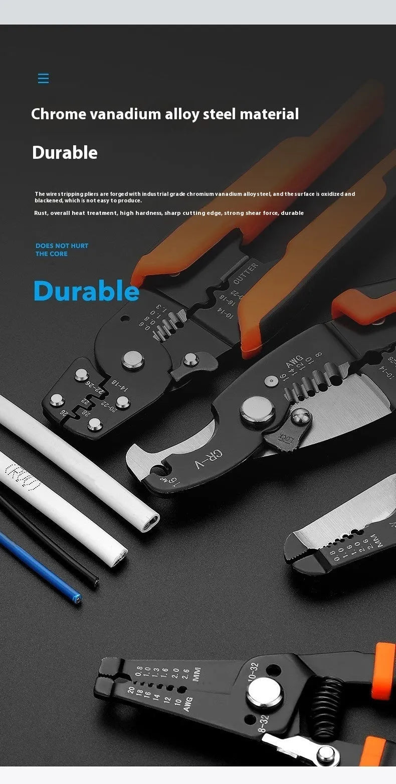 Fully automatic wire stripping pliers for electricians with box mounting