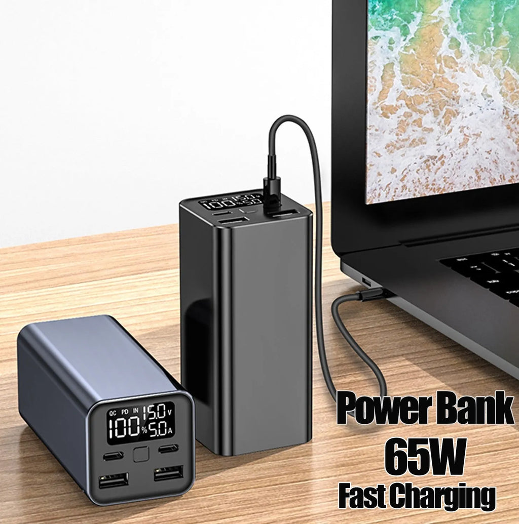 65W metal power bank with 20000mAh capacity for laptop charging