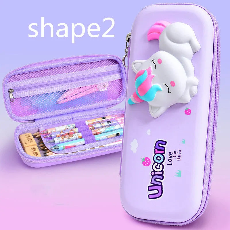 3D decompression EVA pencil case in dinosaur pattern, 24x11x4.5 cm, square Korean style
