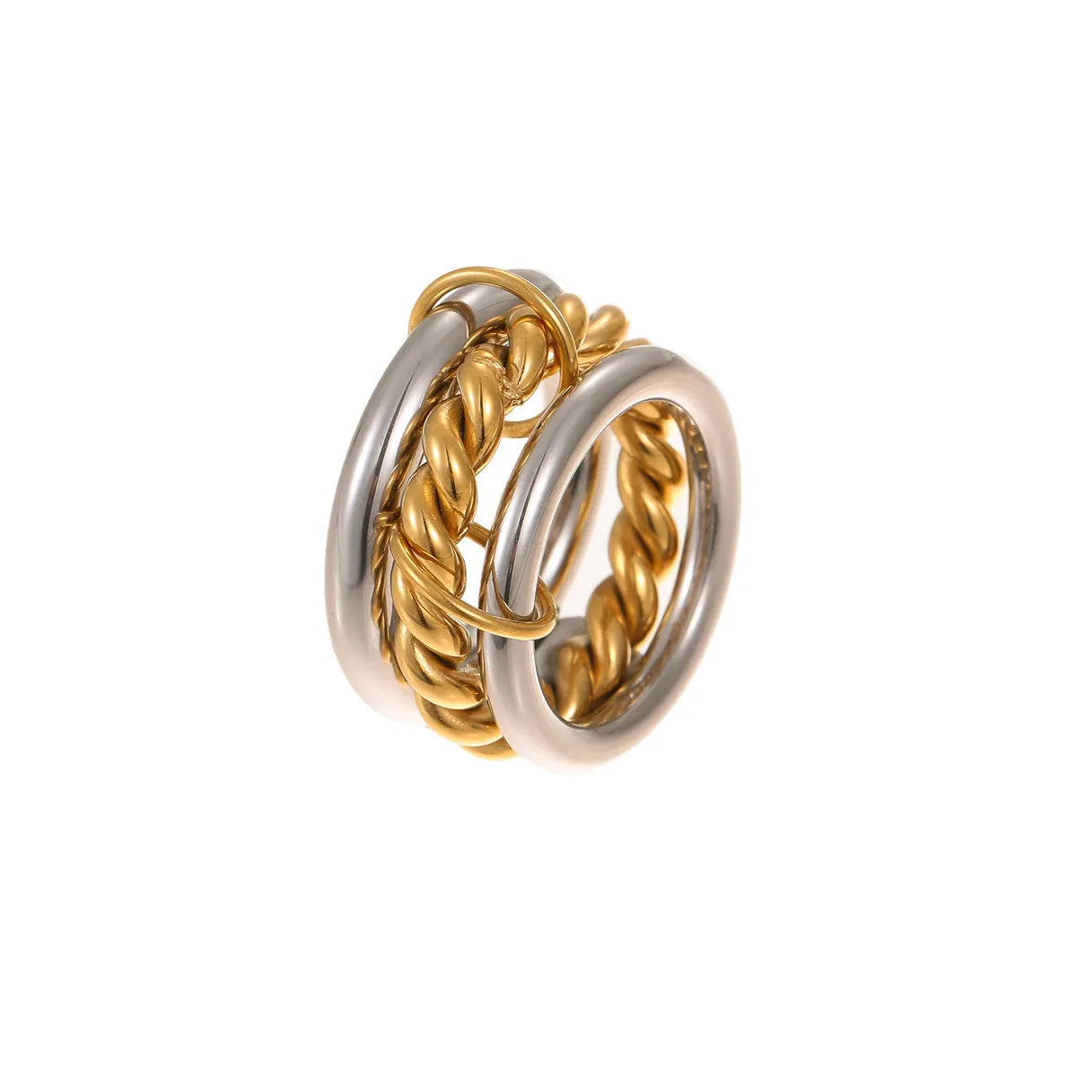 Stacked colour matching stainless steel ring with 18K gold plating for women in free size
