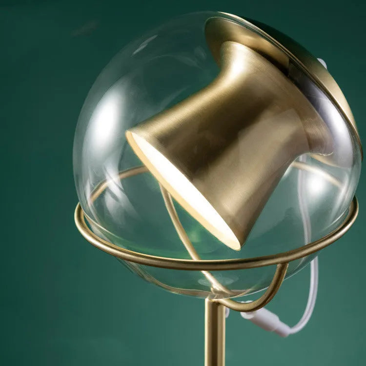 Glass lampshade desk lamp with dimmable LED light and touch switch control