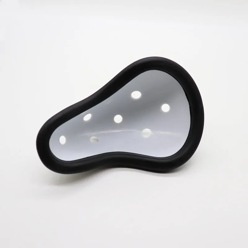 Rubber sports genital protector for adult and children's use in hockey, rugby, boxing, and martial arts