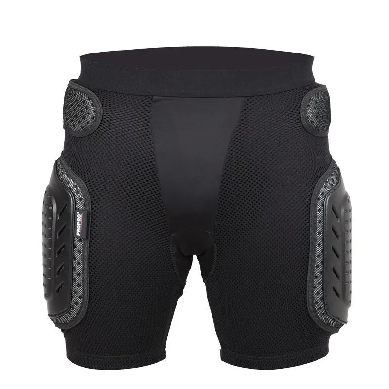 Black cycling hip protection pants for mountain biking and road cycling safety