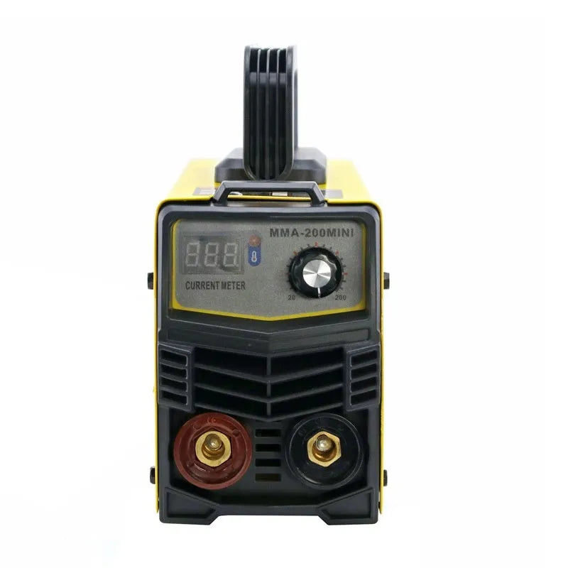 MMA-200MIN 220V DC inverter welding machine with welding tongs, grounding clamps, face shield and brush hanger accessories