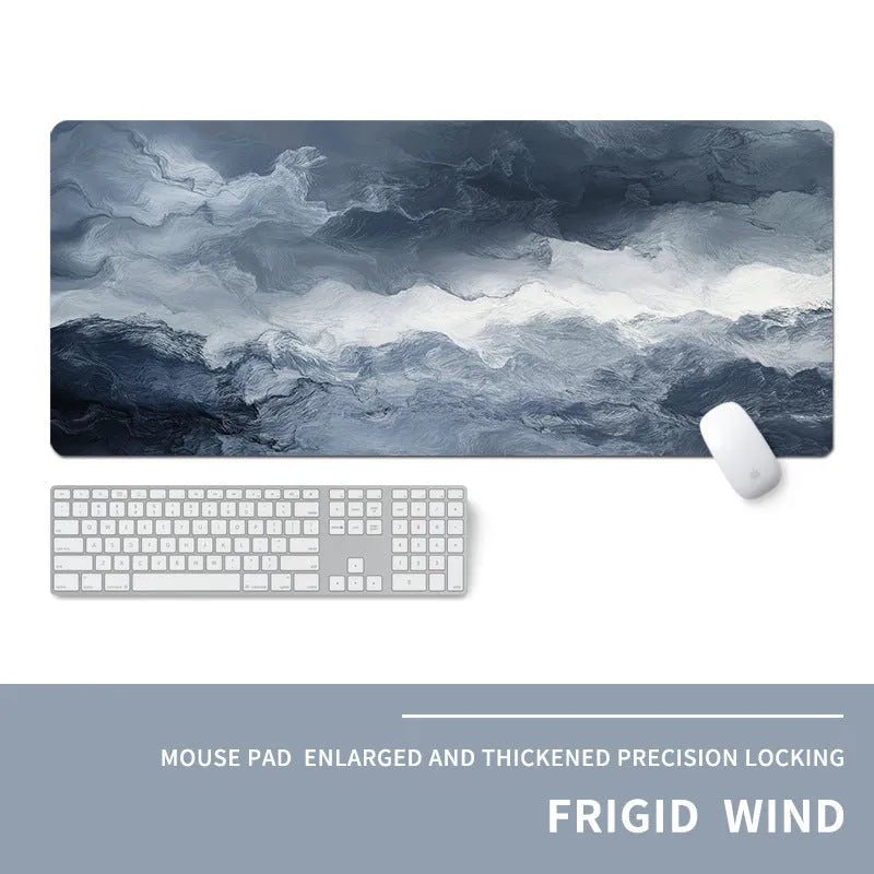 Oversized gaming mouse pad with thermal transfer printed cold style design on natural rubber base