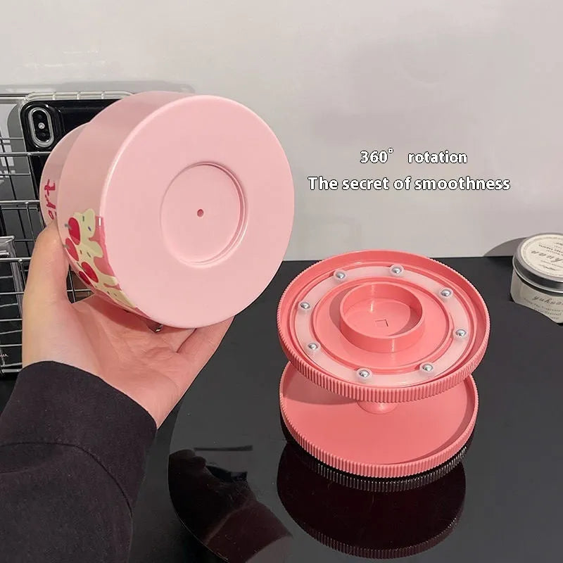 Rotating cosmetic brush storage barrel with Japanese-style design in beige colour showing 18L capacity