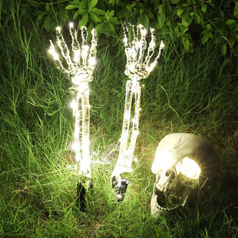 Purple LED skeleton arm hand Halloween stake light for outdoor garden decoration
