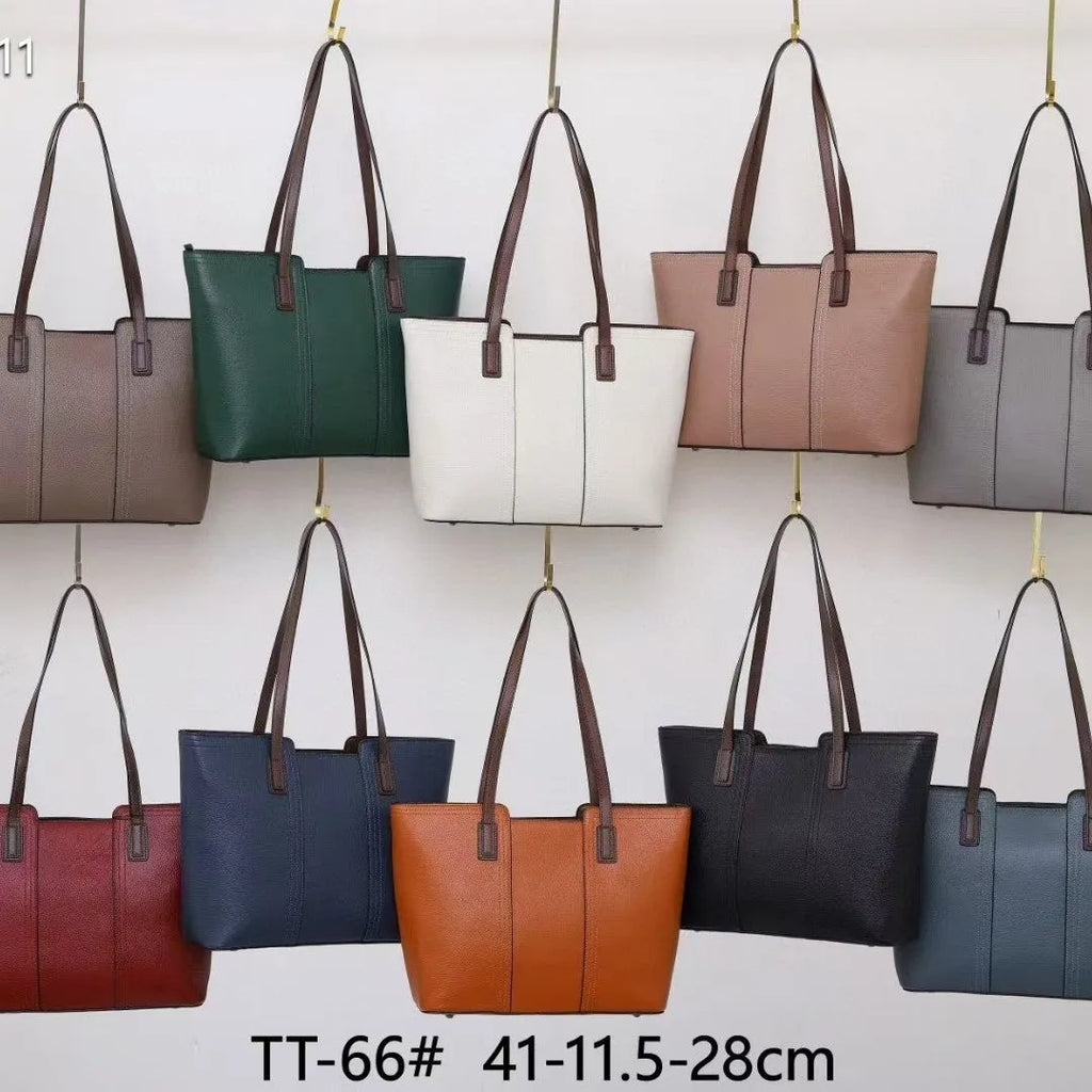 Genuine leather women's commuter shoulder bag in box-type design with mobile phone pocket