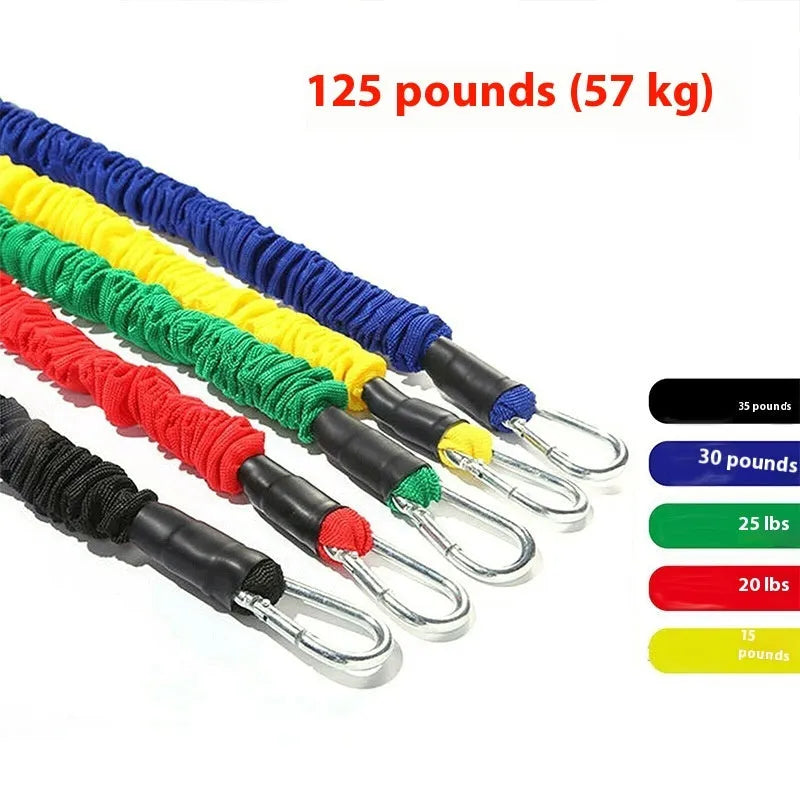 Multi-functional TPE resistance tube 11-piece set with 1.2m length and climbing hooks for home fitness