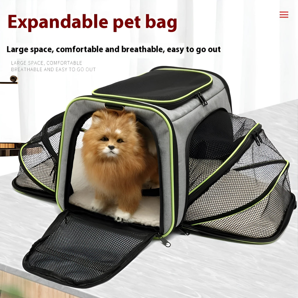 Large capacity cat bag in 600D cation fabric available in small and large sizes with four colour options