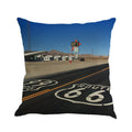 Route 66 landscape pattern linen cushion cover for 45cm square pillows