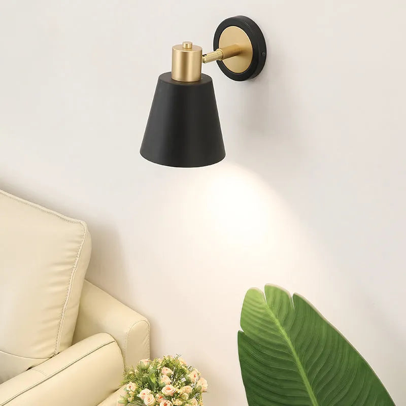 Nordic style iron wall lamp with four shade design options for bedroom or living room