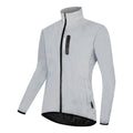 Waterproof polyester long sleeved windproof top in silver colour showing European sizing options