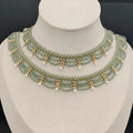 Retro style imitation pearl water drop pendant necklace with double layer lace, women's vintage costume jewellery