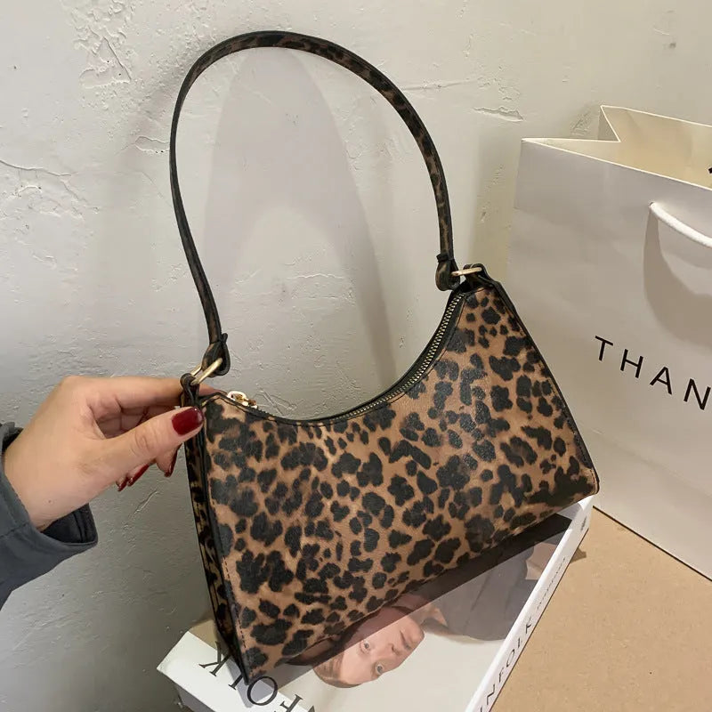 Small square women's underarm bag in PU with summer pattern options including leopard print