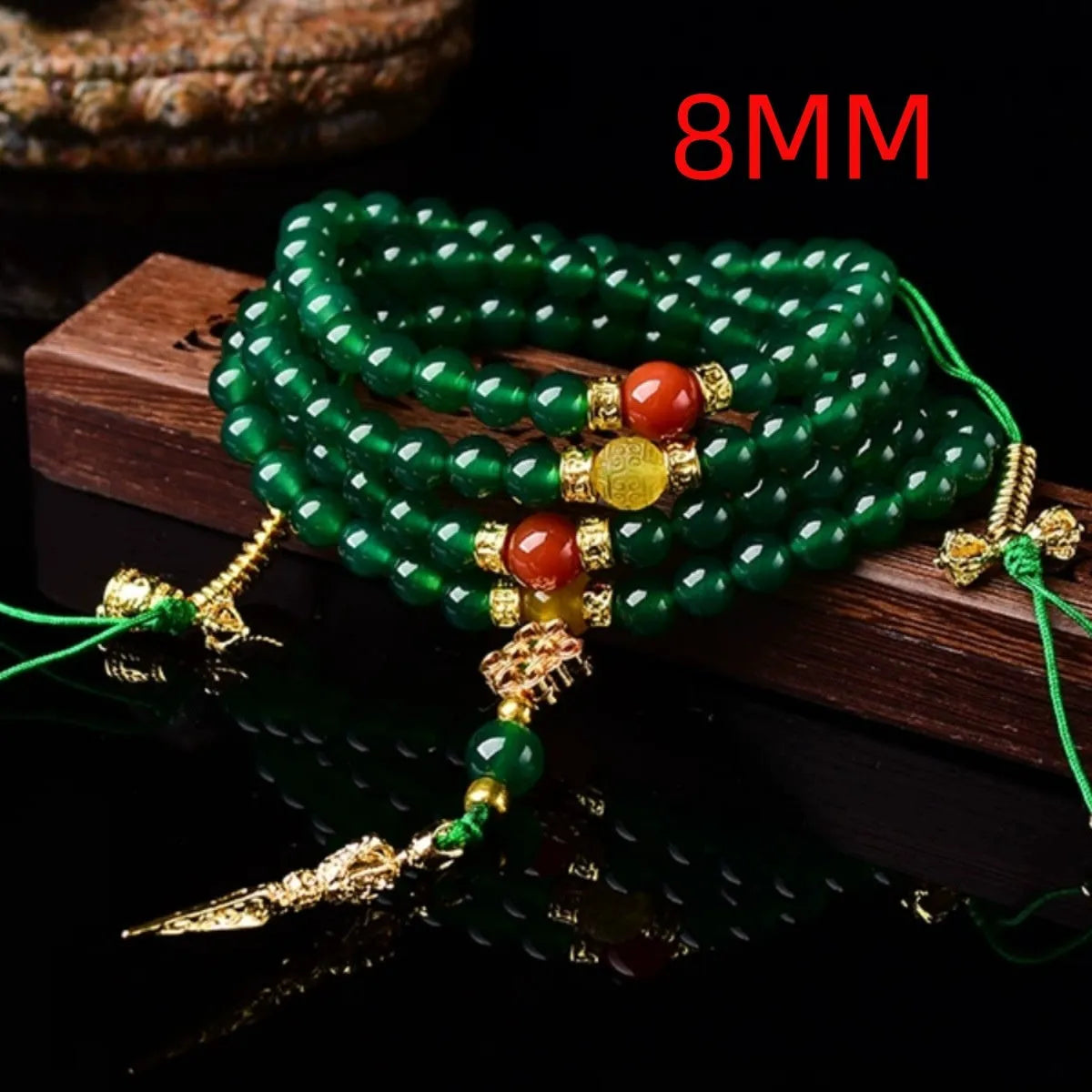 Brazil natural green agate multi-circle bracelet showing stone details and certificate