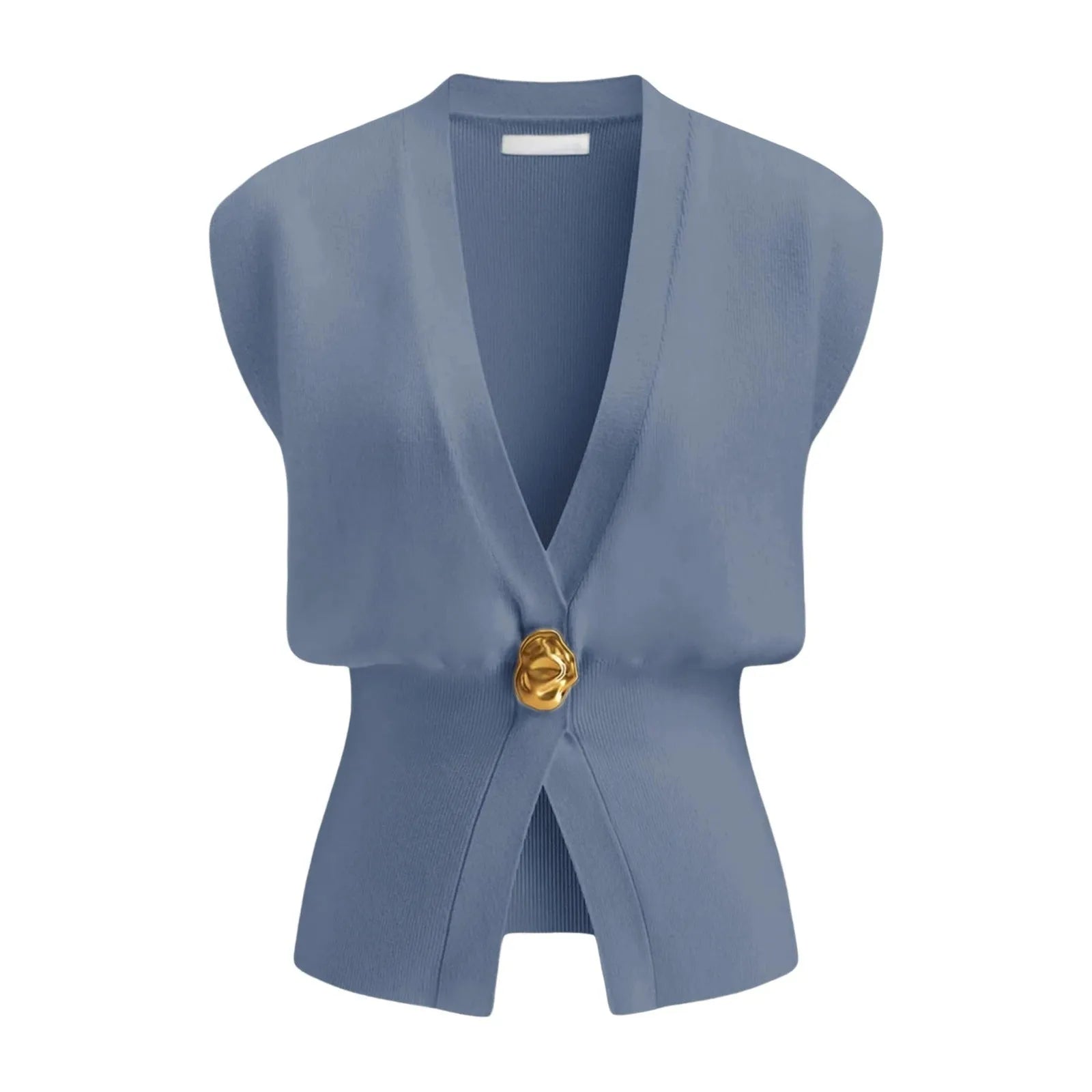 Women's loose fit V-neck button cardigan sweater in polyester knit fabric