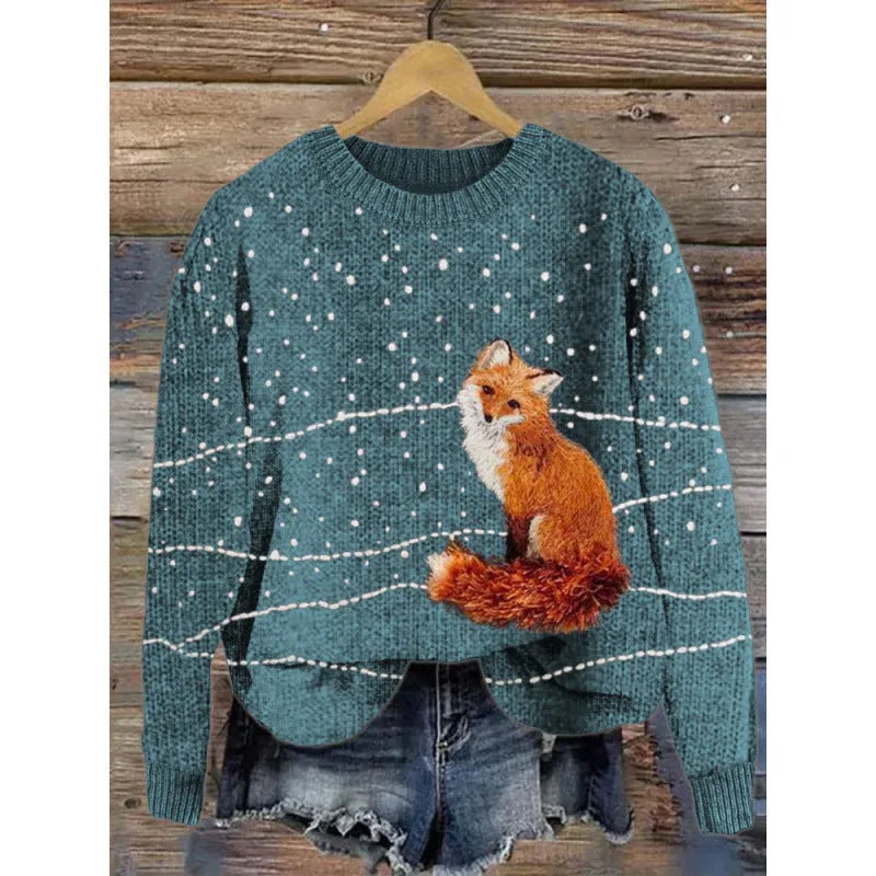 Little flower digital printed round neck sweater showing floral pattern on polyester fabric.