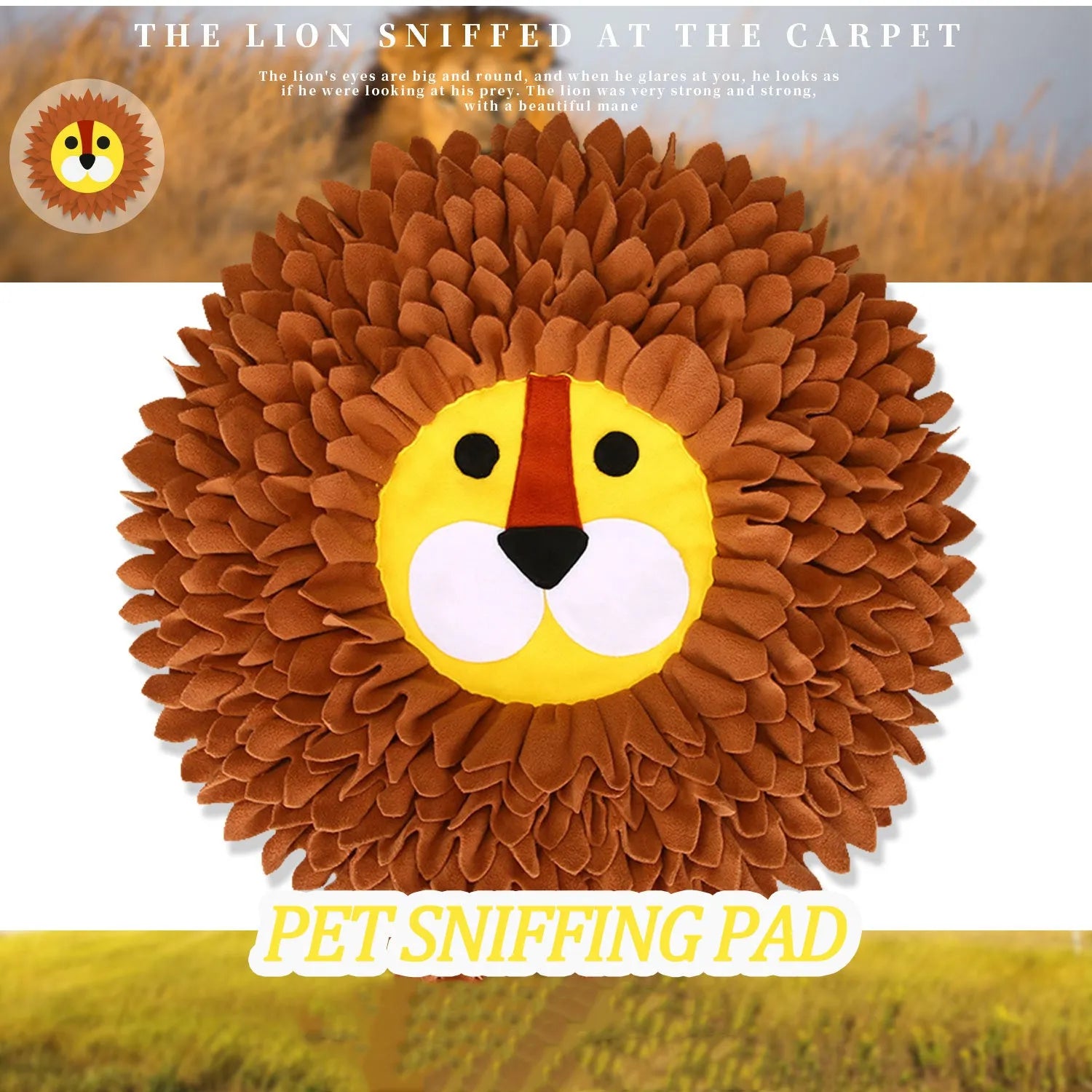 Lion Sniffing Pad brown pet toy blanket 33cm long 25cm wide for dogs and cats
