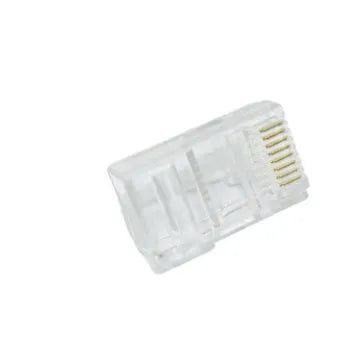 White network modular plug with gold-plated three-fork contacts and all-copper inserts