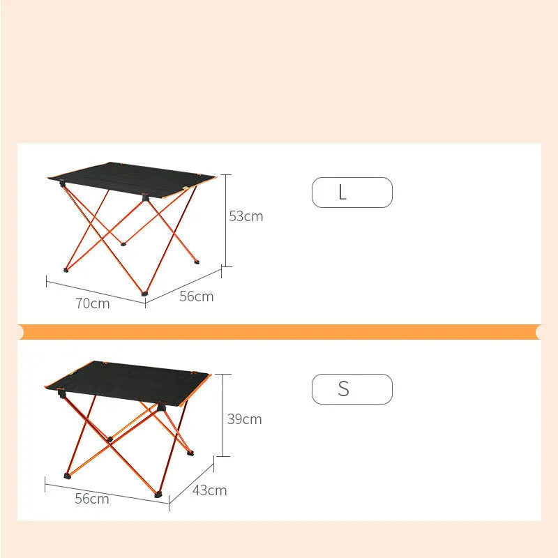 Ultra-light folding tables and chairs set in aviation aluminium alloy, S and L sizes, compact folded for storage