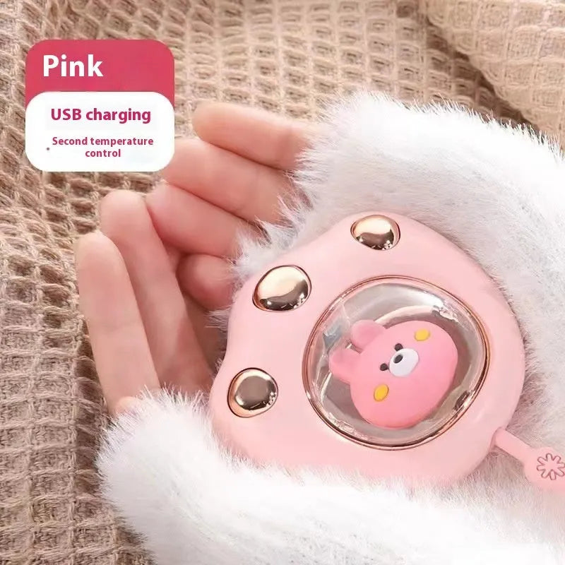 USB-powered hand warmer and power bank unit with a digital display in various colours.