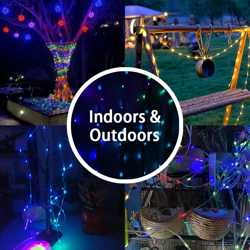 10 metre LED festival light string with 100 warm white bulbs and remote control