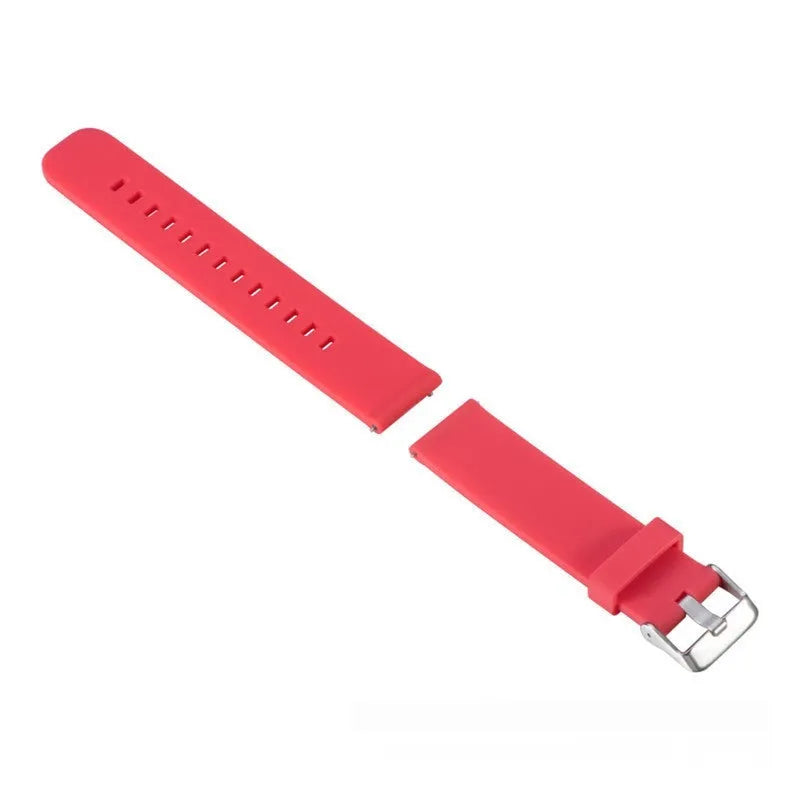 Solid colour silicone replacement watch strap for Garmin Forerunner 245 with straight buckle.